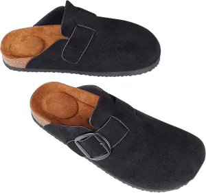 mazeskin Womens Memory Foam Clogs Soft Cork Comfortable Footbed Adjustable Buckle Slippers House Sandals Indoor Outdoor