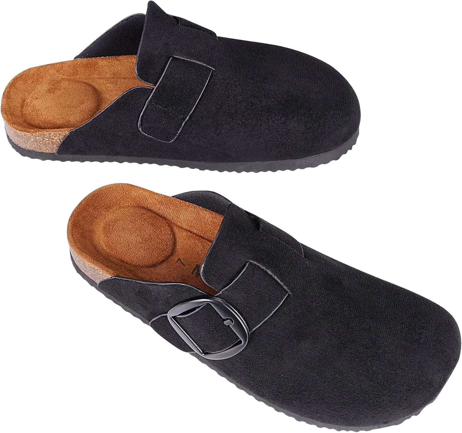 mazeskin Womens Memory Foam Clogs Soft Cork Comfortable Footbed Adjustable Buckle Slippers House Sandals Indoor Outdoor