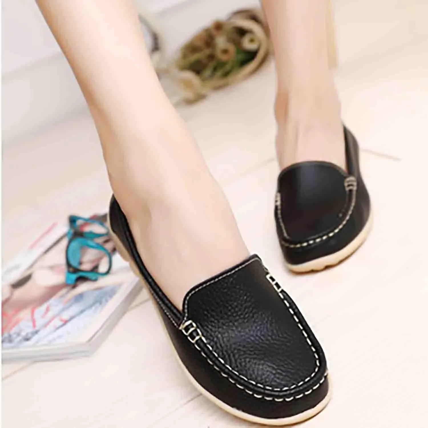 MEBAMY Women's Casual Platform Loafers Lightweight and Non-Slip Wedge Fashion Slip-On Sneaker for Women,White