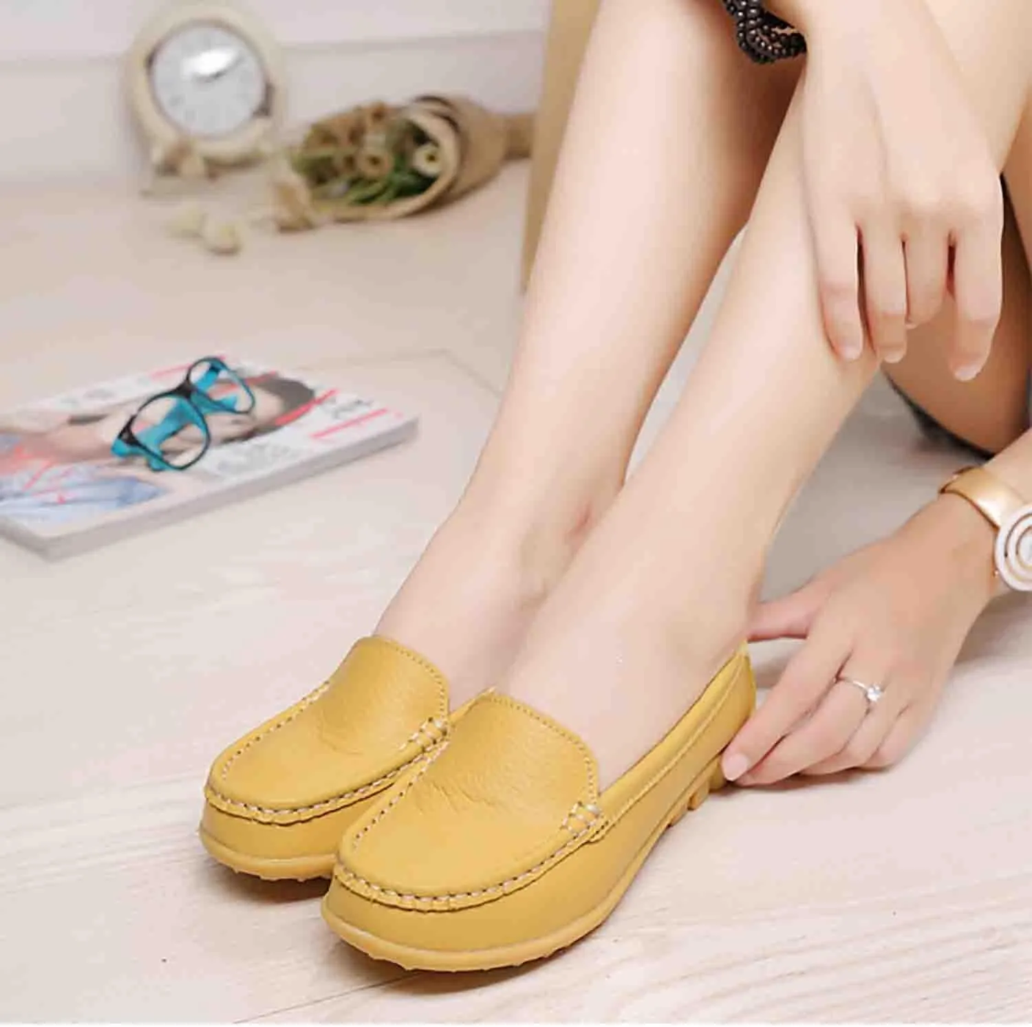 MEBAMY Women's Casual Platform Loafers Lightweight and Non-Slip Wedge Fashion Slip-On Sneaker for Women,White