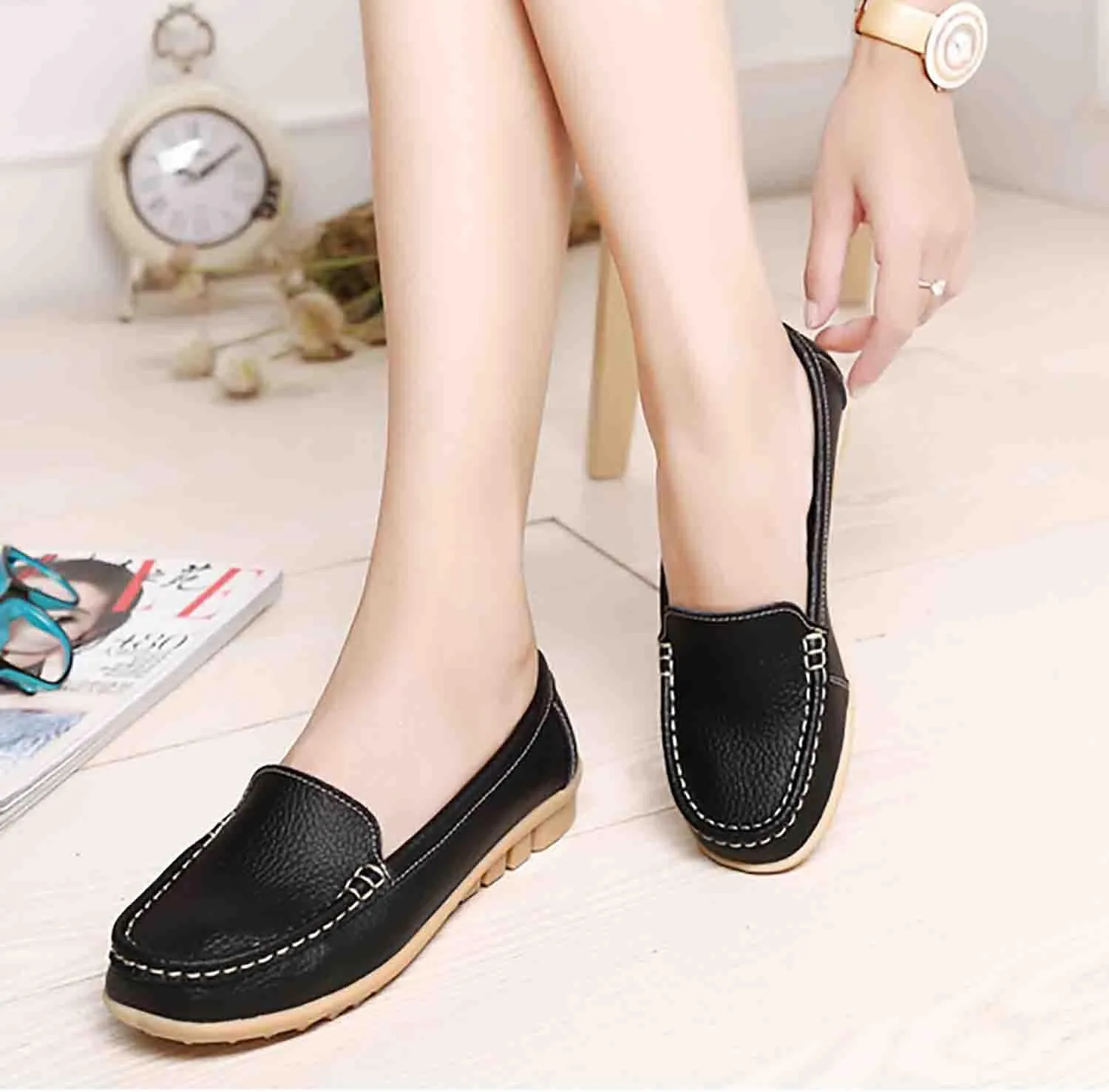 MEBAMY Women's Casual Platform Loafers Lightweight and Non-Slip Wedge Fashion Slip-On Sneaker for Women,White