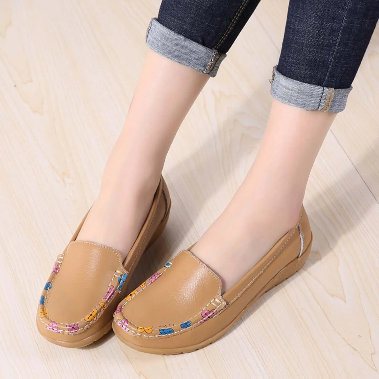 MEBAMY Women's Thick Sole Slip-On Loafers Comfortable Arch Support Casual Thick-Soled Casual Shoes Non-Slip Low-Top Loafers Shoes for Women Black