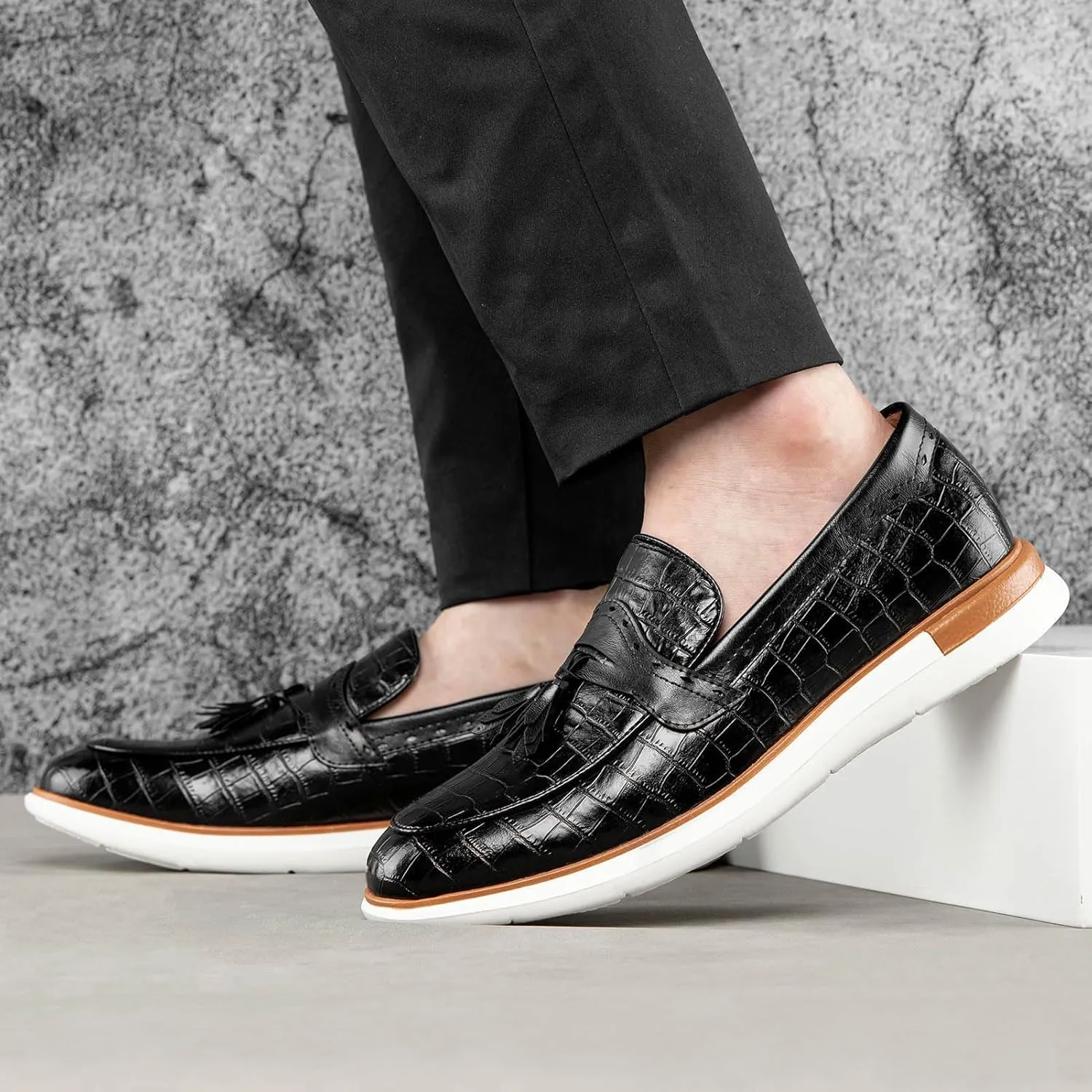Meijiana Men's Classic Loafers Shoes Faux Leather Loafers Wedding Dress Shoes