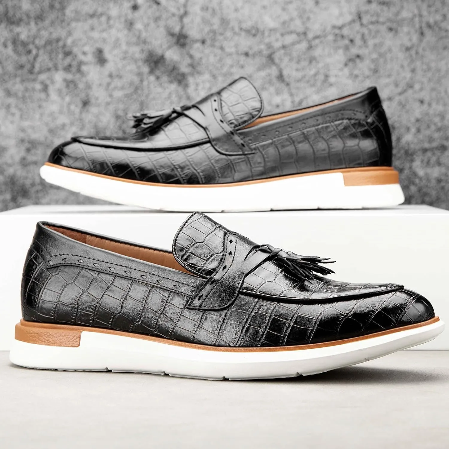 Meijiana Men's Classic Loafers Shoes Faux Leather Loafers Wedding Dress Shoes
