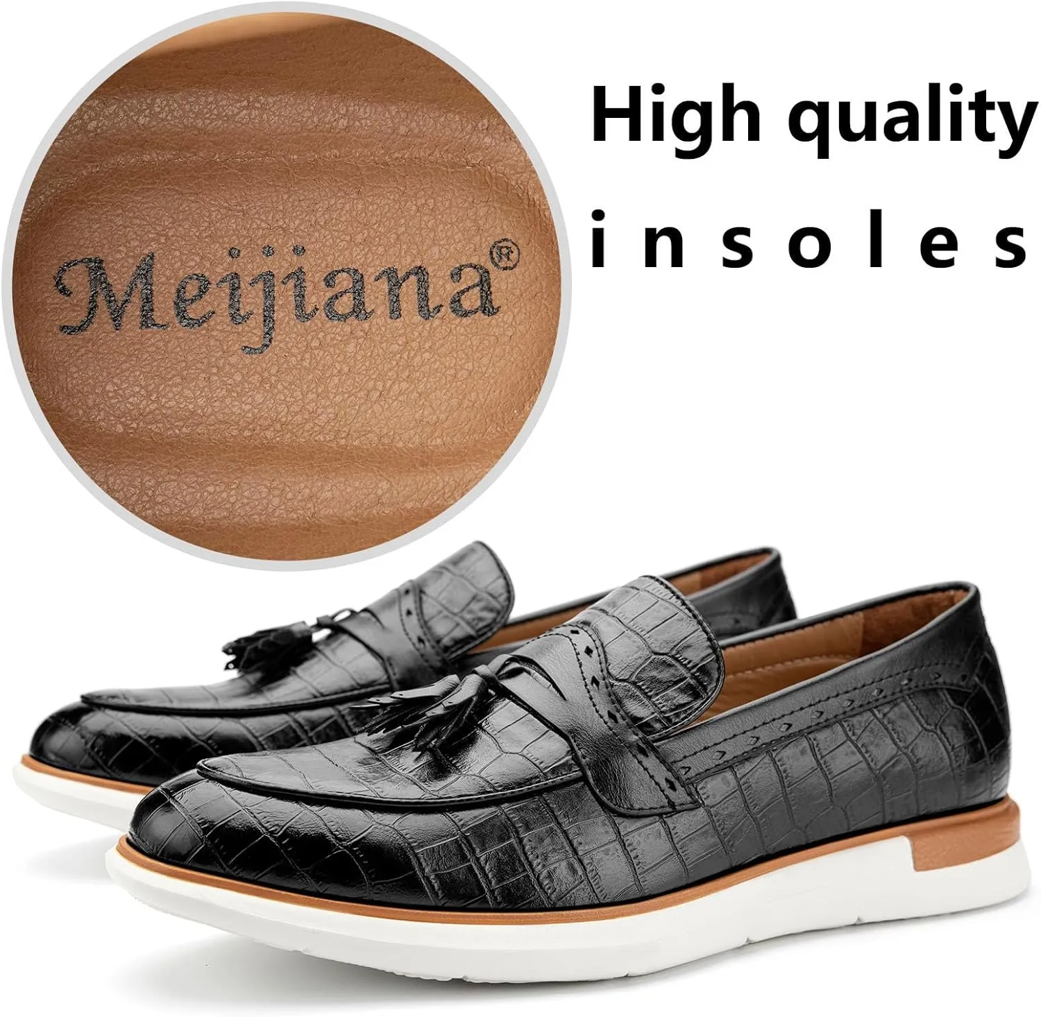Meijiana Men's Classic Loafers Shoes Faux Leather Loafers Wedding Dress Shoes