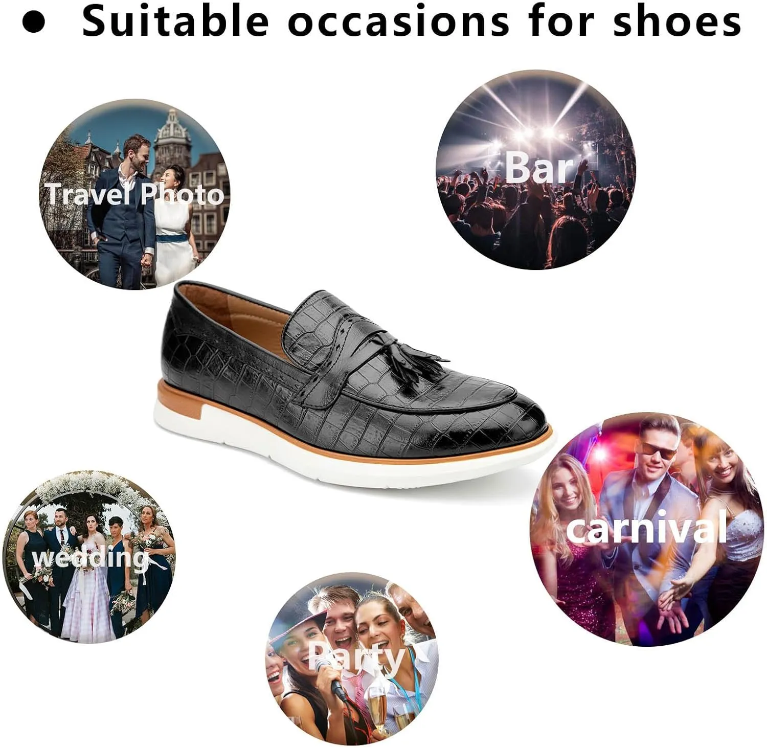 Meijiana Men's Classic Loafers Shoes Faux Leather Loafers Wedding Dress Shoes