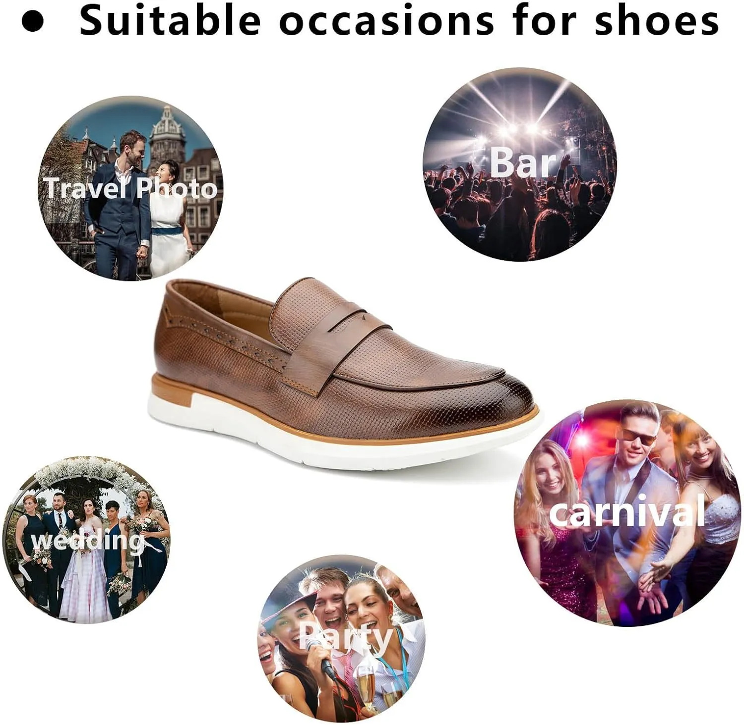 Meijiana Men's Classic Loafers Shoes Faux Leather Loafers Wedding Dress Shoes