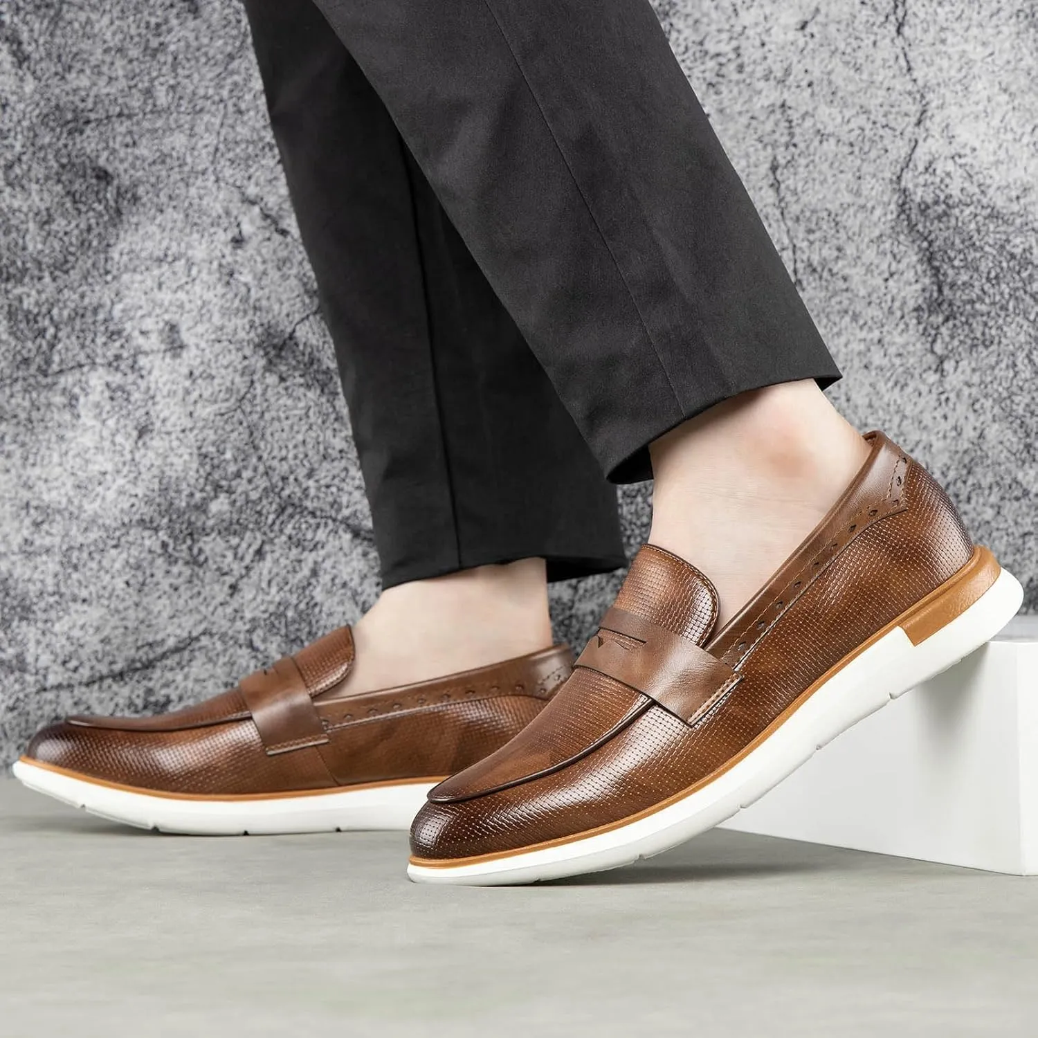 Meijiana Men's Classic Loafers Shoes Faux Leather Loafers Wedding Dress Shoes