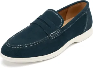 Meijiana Men's Genuine Leather Loafers Slip-On Moccasins Suede Dress Shoes, Lightweight and Breathable with Rubber Sole Stylish Mens Loafers