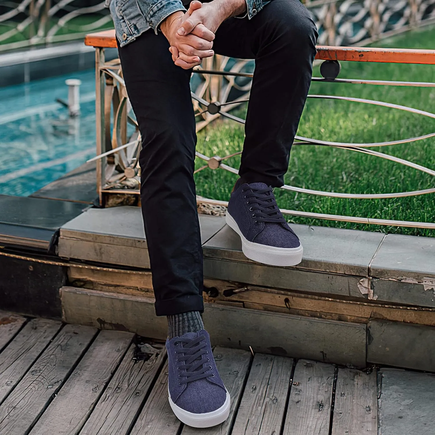 Men's Black Classic Low Top Shoes Canvas Fashion Sneaker with Soft Insole Causal Dress Shoes for Men Comfortable Walking Shoes