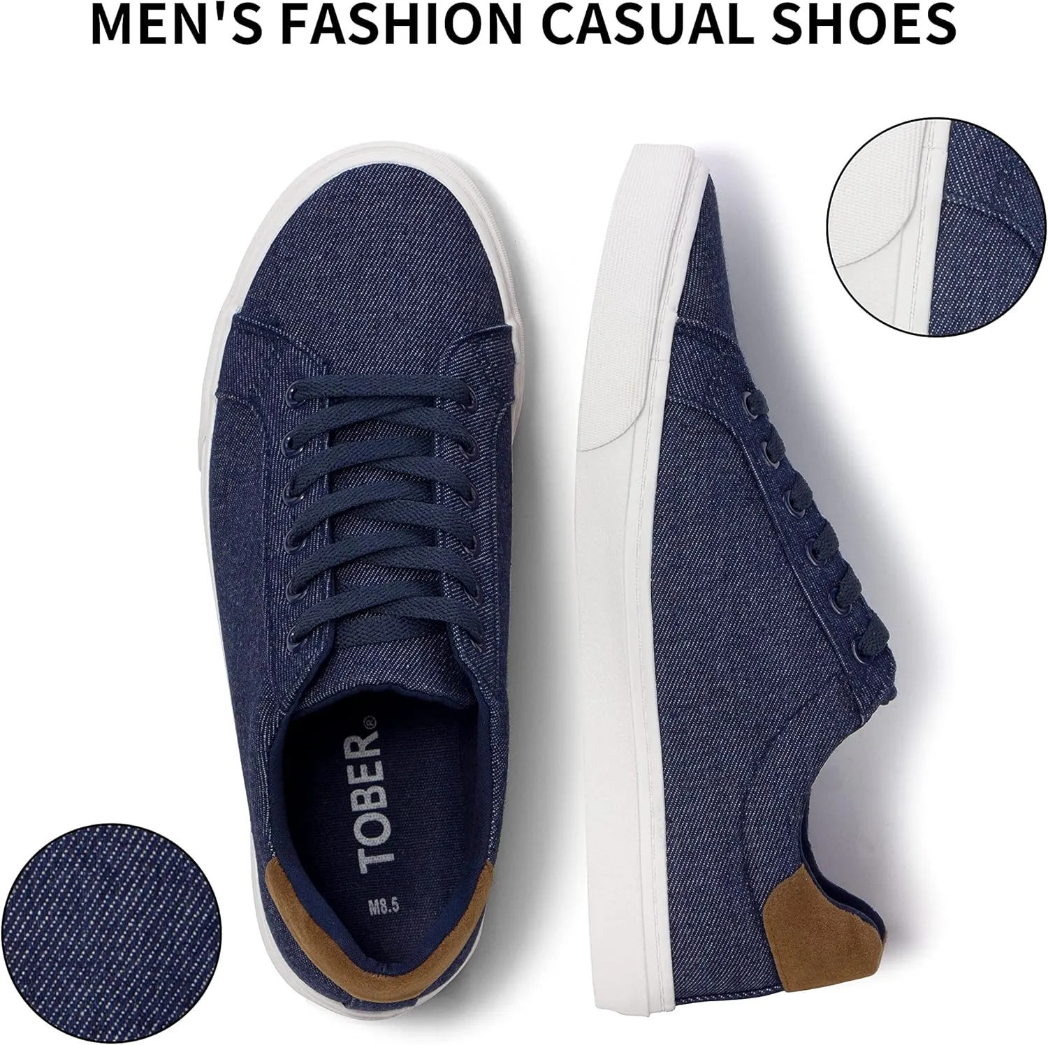Men's Black Classic Low Top Shoes Canvas Fashion Sneaker with Soft Insole Causal Dress Shoes for Men Comfortable Walking Shoes