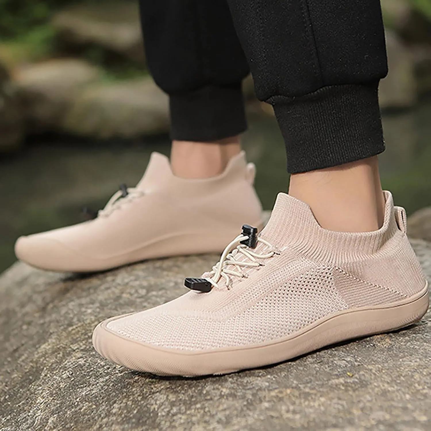 Mens Dress Shoes Casual Oxfords Shoes Knit Lightweight Tennis Shoes Womens Comfort Casual Work Shoes White Platform Sneakers Steel Toe Tennis Shoe Cross Trainer Shoe