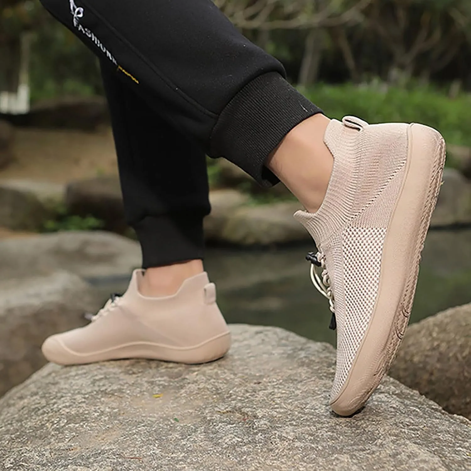 Mens Dress Shoes Casual Oxfords Shoes Knit Lightweight Tennis Shoes Womens Comfort Casual Work Shoes White Platform Sneakers Steel Toe Tennis Shoe Cross Trainer Shoe