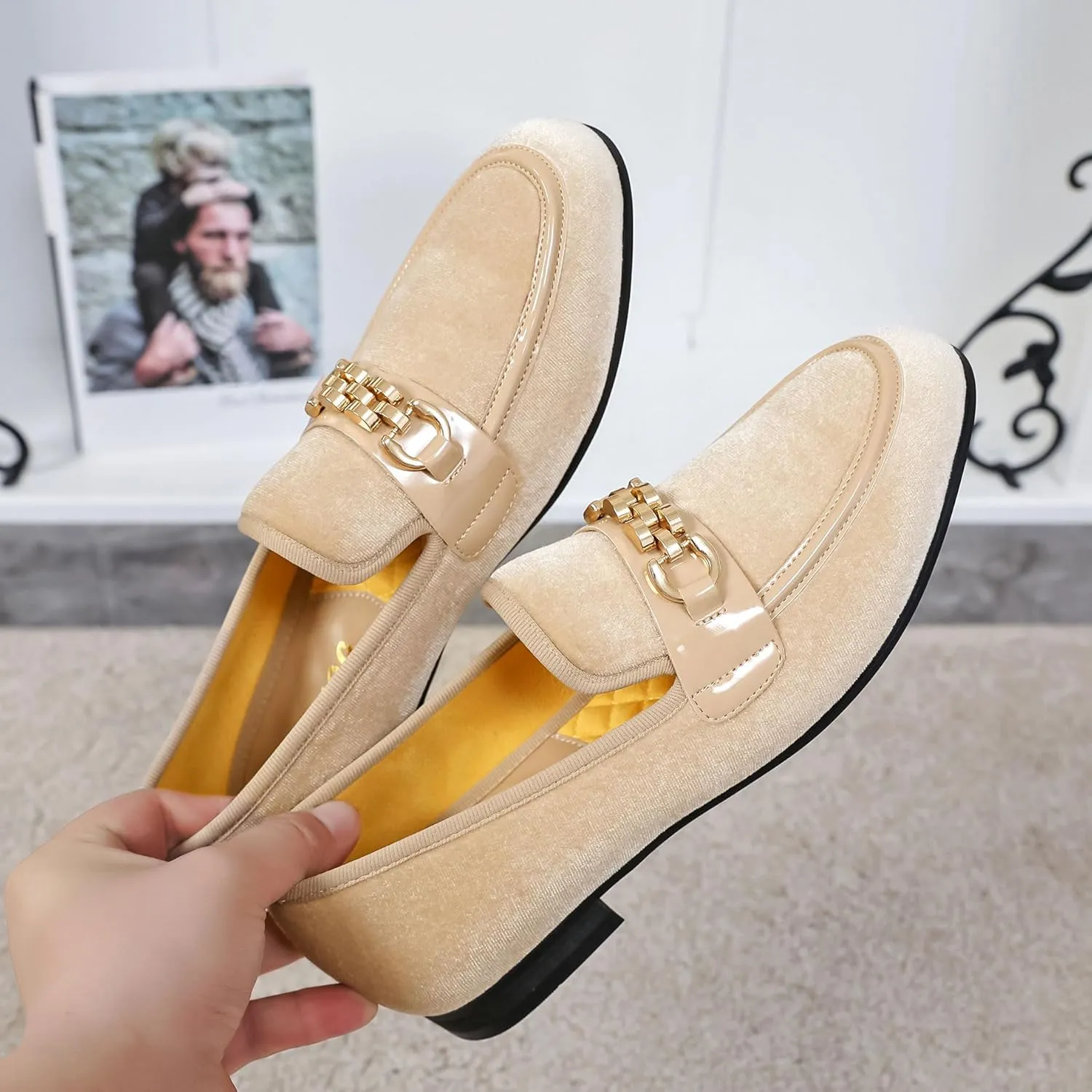 Men's Fashion Formal Velvet Loafers and Wedding Dress Shoes for Men, Penny Slip-On Smoking Luxury Men Casual Shoes