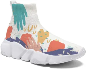 Men's Fashion Graffiti Shoes - Plus Size Tennis Trainers Abstract Art Sock Sneakers for Women