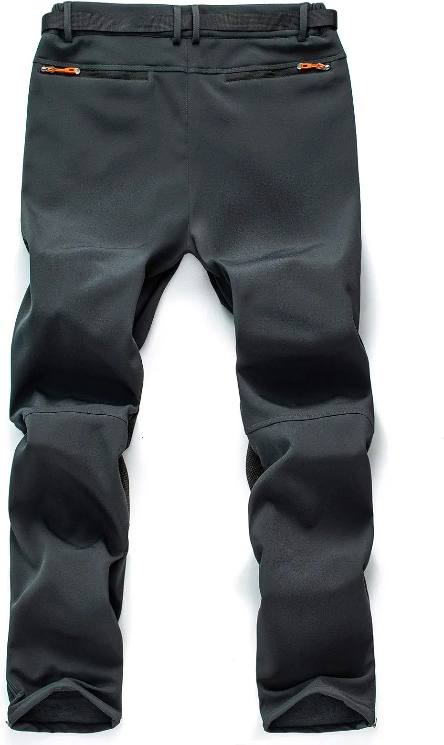 Men's Fleece Ski Pants with Belt, Waterproof Snow Hiking Pants for Snowboarding (Black, Grey)