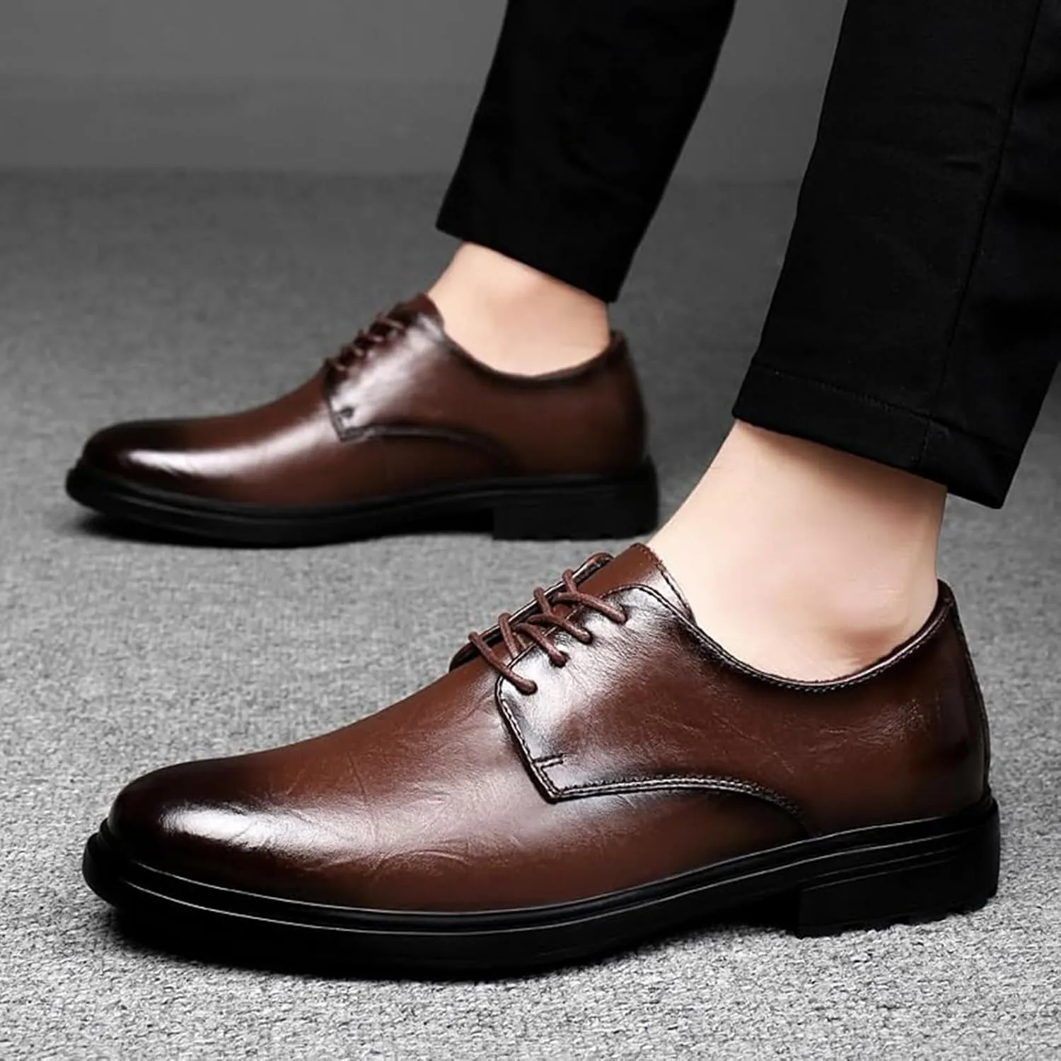 Men's Genuine Leather Dress Shoes Comfortable Slip On Monk Strap Loafers Classic Formal Business Shoes Fashion Office Wedding Stylish Non Slip Oxford