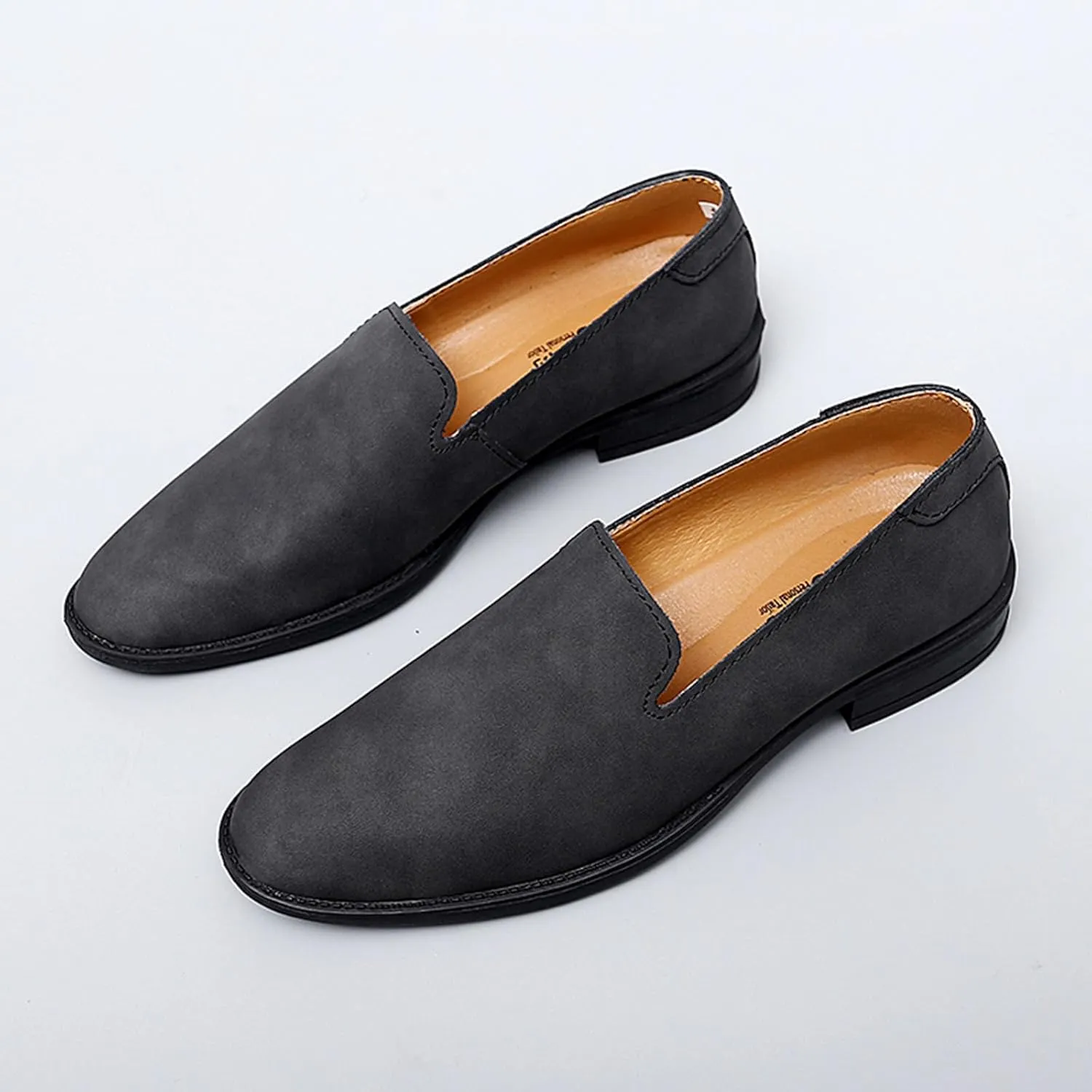 Men's Genuine Leather Slip On Dress Oxford Loafers Classic Simple Cap Toe Low Top Driving Shoes Lightweight Casual Business Formal Shoes