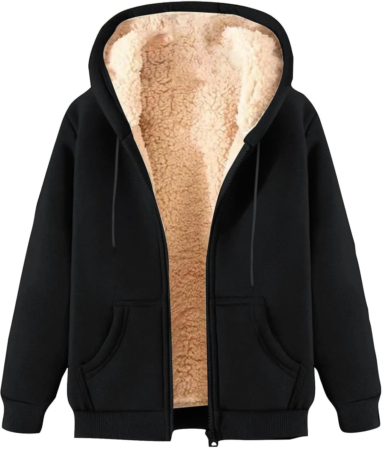 Men's Hoodies Sherpa Lined Fleece Hooded Pullover Long Sleeve Drawstraing Trendy Warm Sweatshirts with Pocket