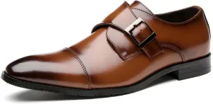 Mens Loafers Buckle Monk Strap Loafers Shoes Business Casual Leather Formal Dress Slip On Shoes for Men