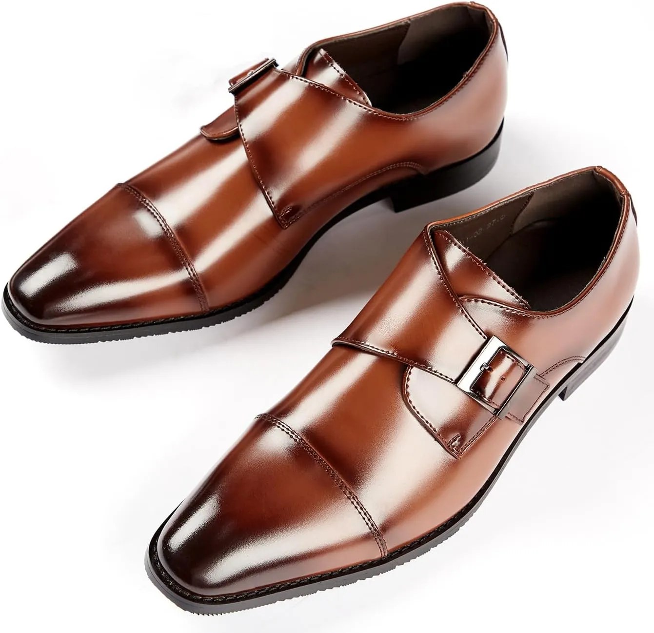 Mens Loafers Buckle Monk Strap Loafers Shoes Business Casual Leather Formal Dress Slip On Shoes for Men