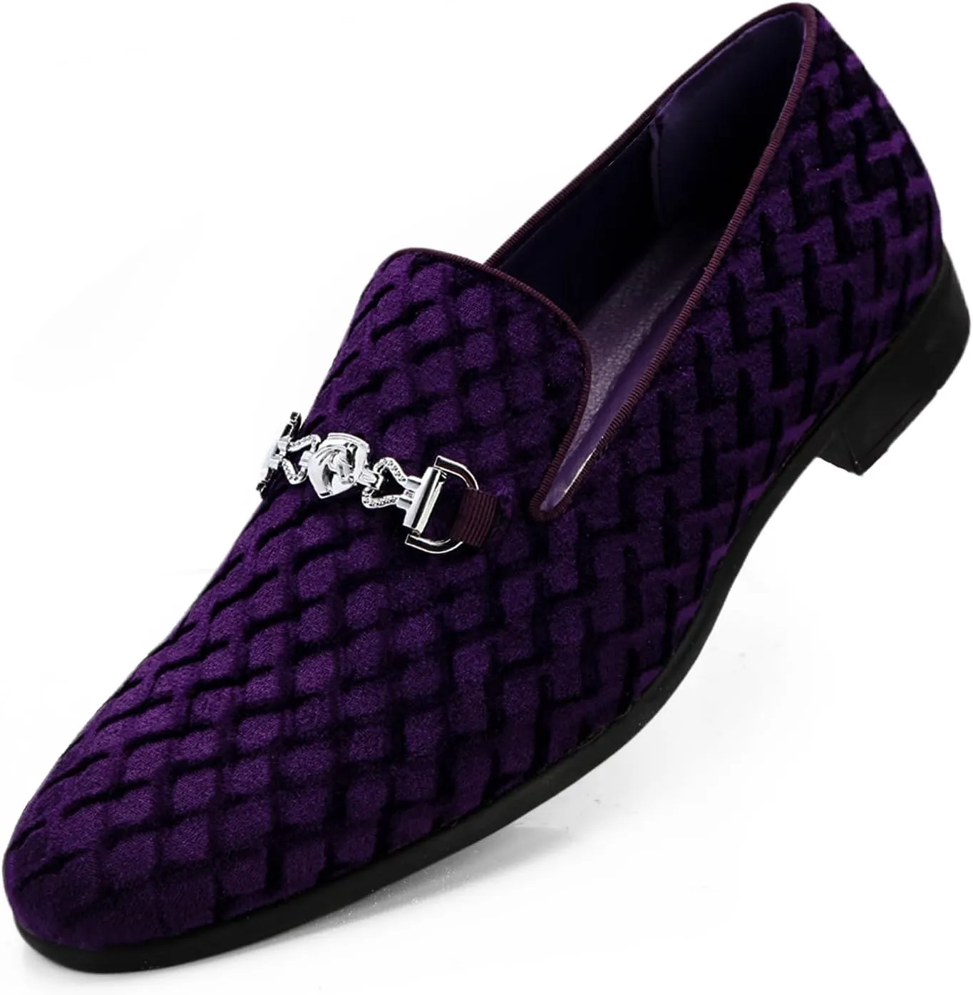 Men's Penny Slip-on Loafer Diamond-Patterned Velvet Dress Shoes Luxury Suede Smoking Slipper Party Prom Wedding Shoes