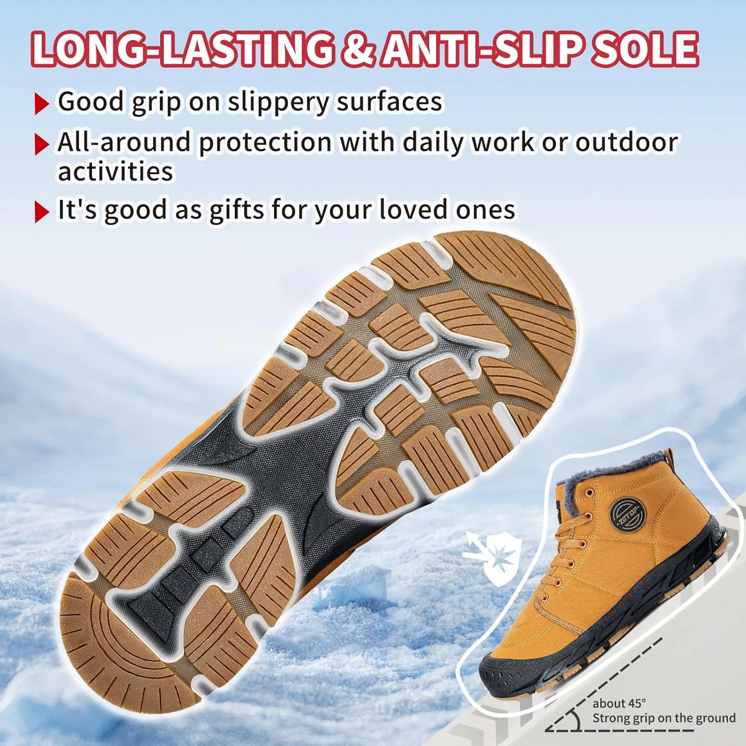 Mens Snow Boots, Mens Winter Boots, Mens Winter Trekking Snow Boots, Winter Boots for Men Waterproof Fur Lined Warm Winter Boots Men Lace up Snow Ankle Shoes Outdoor Anti-Slip Lightweight Hiking Boot
