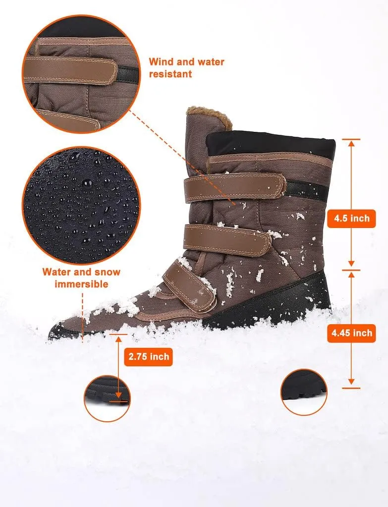 Men's Snow Boots,Men Insulated Waterproof Shoes,Warm Fur Line Bootie,Non-Slip Outdoor Boot for Winter