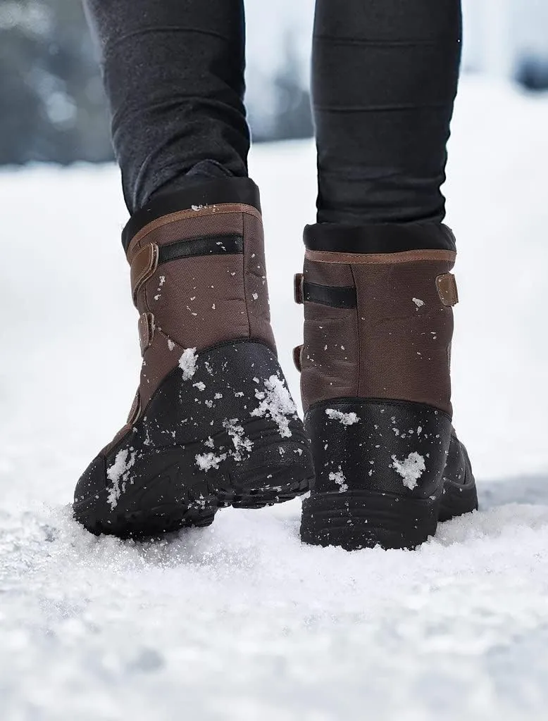 Men's Snow Boots,Men Insulated Waterproof Shoes,Warm Fur Line Bootie,Non-Slip Outdoor Boot for Winter