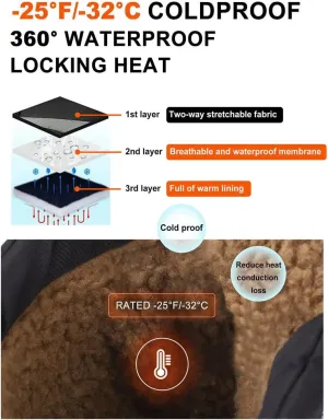 Men's Snow Boots,Men Insulated Waterproof Shoes,Warm Fur Line Bootie,Non-Slip Outdoor Boot for Winter