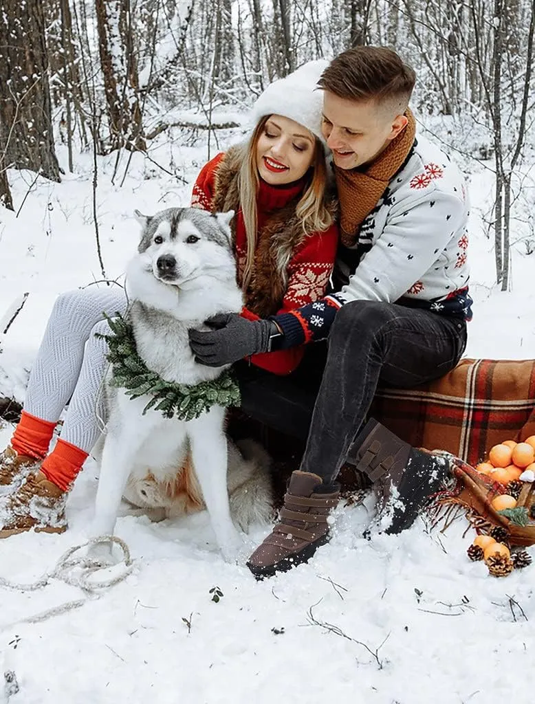 Men's Snow Boots,Men Insulated Waterproof Shoes,Warm Fur Line Bootie,Non-Slip Outdoor Boot for Winter