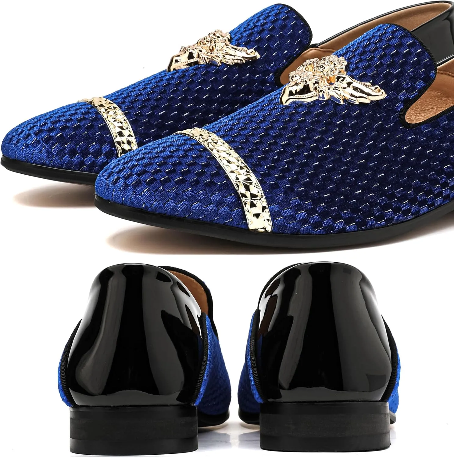 Men's Velvet Loafers Mens Shiny Slip-on Slippers, Classic Formal Wear Fashion Dress Loafer, Penny Party Wedding Dress Shoes for Men