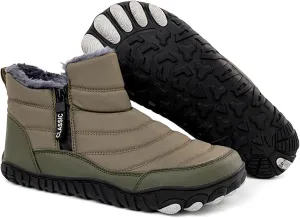 Mens Waterproof Warm Slip-On Snow Boots with Side Zipper Winter Fur Lined Non-Slip Outdoor Comfortable Walking Shoes