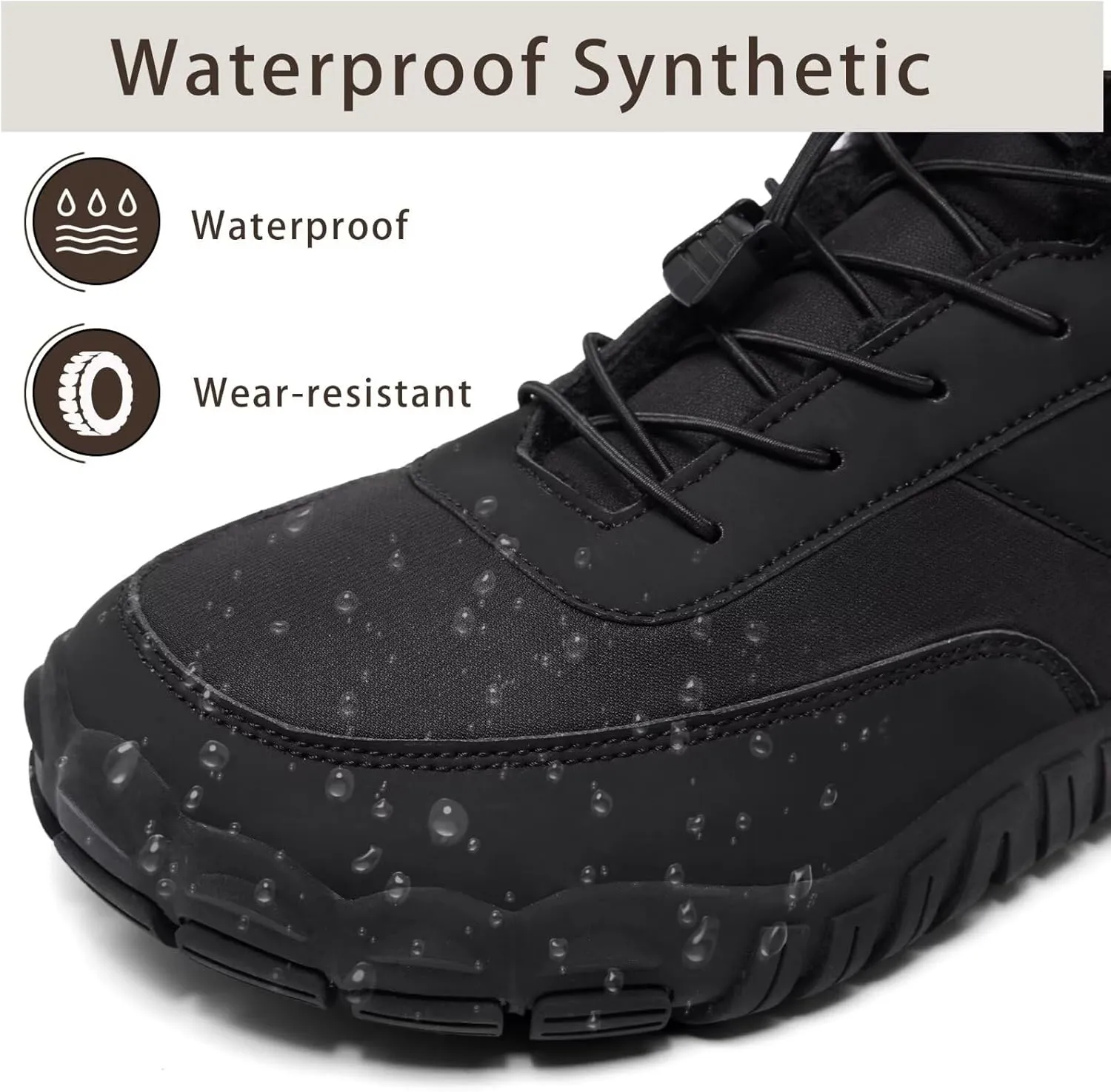 Mens Wide Toe Box Barefoot Winter Warm Shoes for Cold Weather Comfy Snow Boots