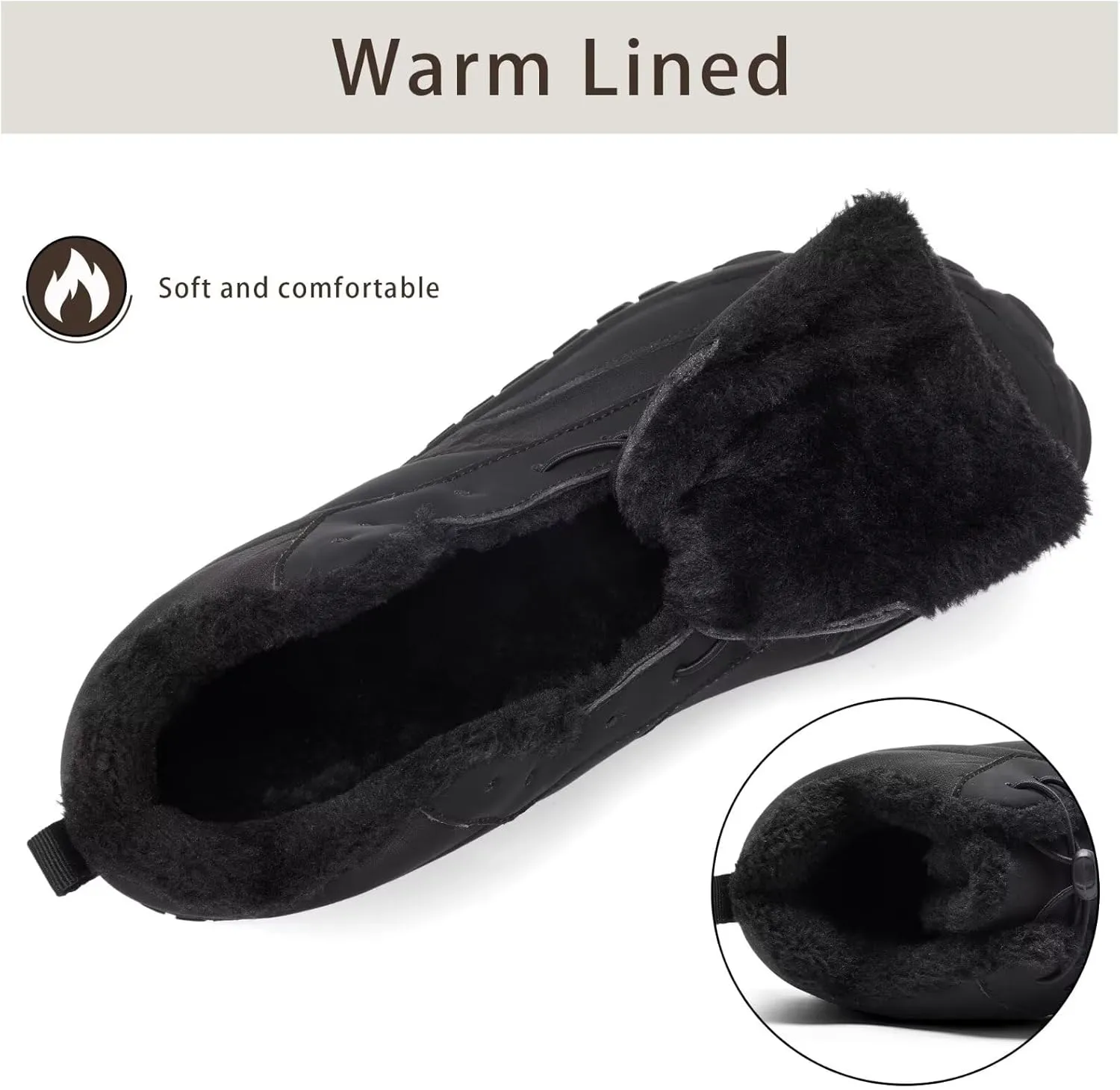 Mens Wide Toe Box Barefoot Winter Warm Shoes for Cold Weather Comfy Snow Boots