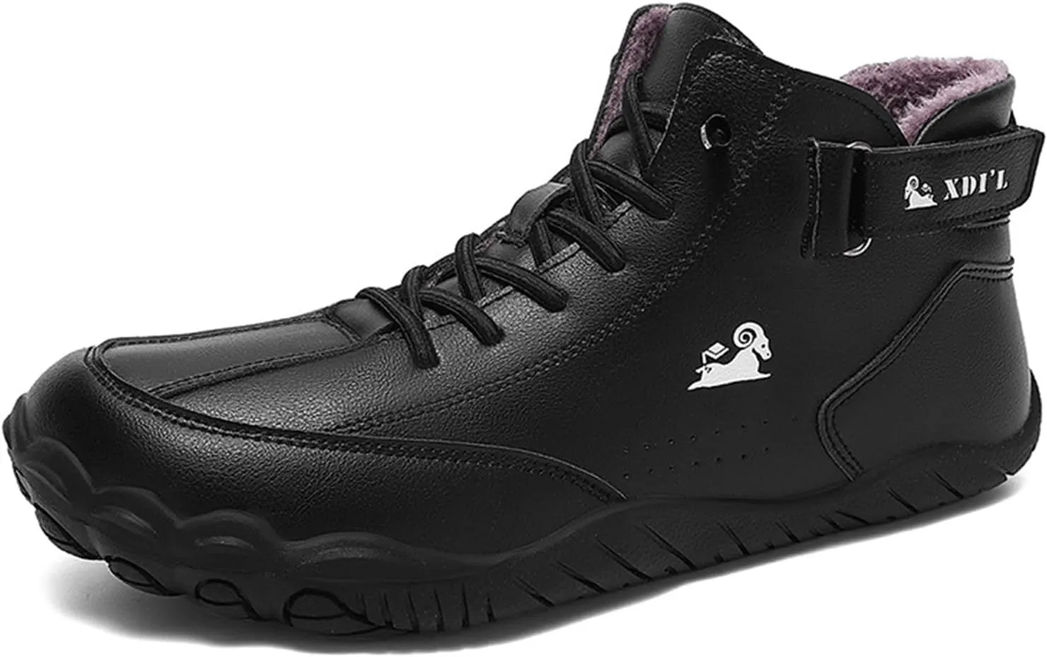 Men's Winter Wide Toe Barefoot Warm Boots Fur Lined Drop Zero Sole Waterproof Non-Slip Walking Snow Boots for Cold Weather Comfy Winter Booties Sneakers