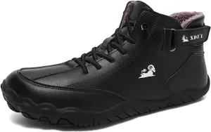 Men's Winter Wide Toe Barefoot Warm Boots Fur Lined Drop Zero Sole Waterproof Non-Slip Walking Snow Boots for Cold Weather Comfy Winter Booties Sneakers