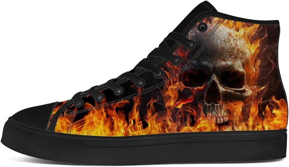 Men's Women's Skull High Top Canvas Shoes Gothic High Top Sneakers Lace Up Casual Shoes