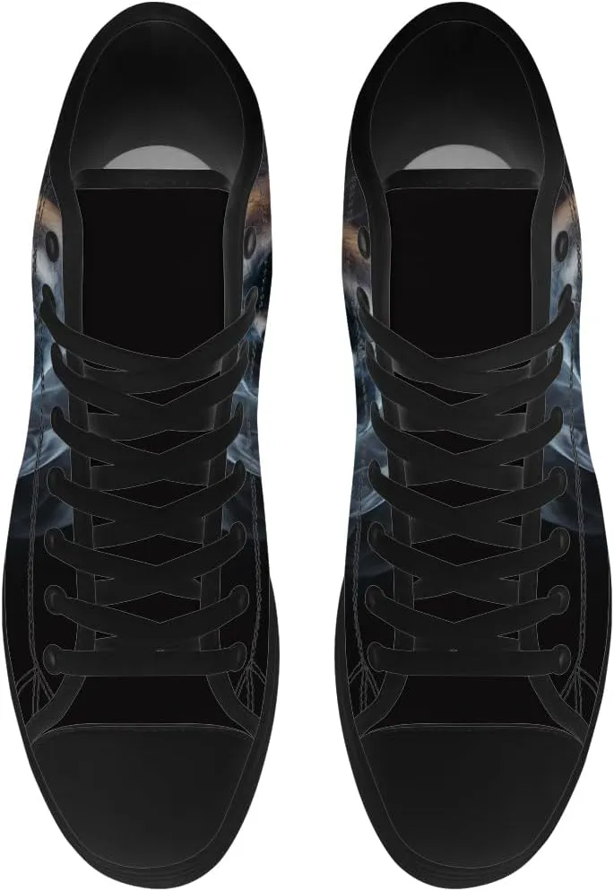 Men's Women's Skull High Top Canvas Shoes Gothic High Top Sneakers Lace Up Casual Shoes