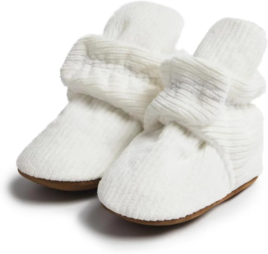 Miamooi Infant Baby Girls Boys Cotton Booties Newborn Winter Warm Fleece Cozy Slippers Toddler Non-Slip Ankle Boots First Walker Crib House Socks Shoes 3-18 Months
