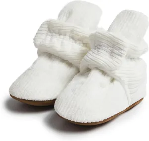 Miamooi Infant Baby Girls Boys Cotton Booties Newborn Winter Warm Fleece Cozy Slippers Toddler Non-Slip Ankle Boots First Walker Crib House Socks Shoes 3-18 Months