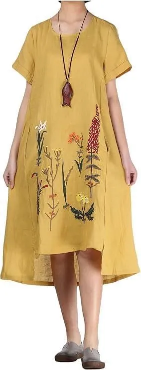 Minibee Embroidered Linen Dress