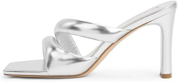 Modatope Heeled Mules for Women Square Toe Heels Chunky Block Heeled Sandals Dress Shoes