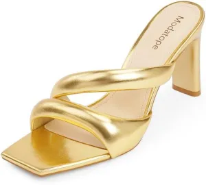Modatope Heeled Mules for Women Square Toe Heels Chunky Block Heeled Sandals Dress Shoes