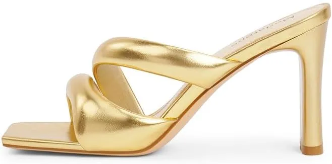 Modatope Heeled Mules for Women Square Toe Heels Chunky Block Heeled Sandals Dress Shoes