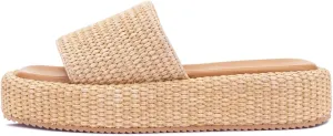 Monrovia Platform Sandals Women – Raffia Espadrilles Slip On Slides, Comfortable Summer Wedge Sandals, Straw Beach Shoes 2025