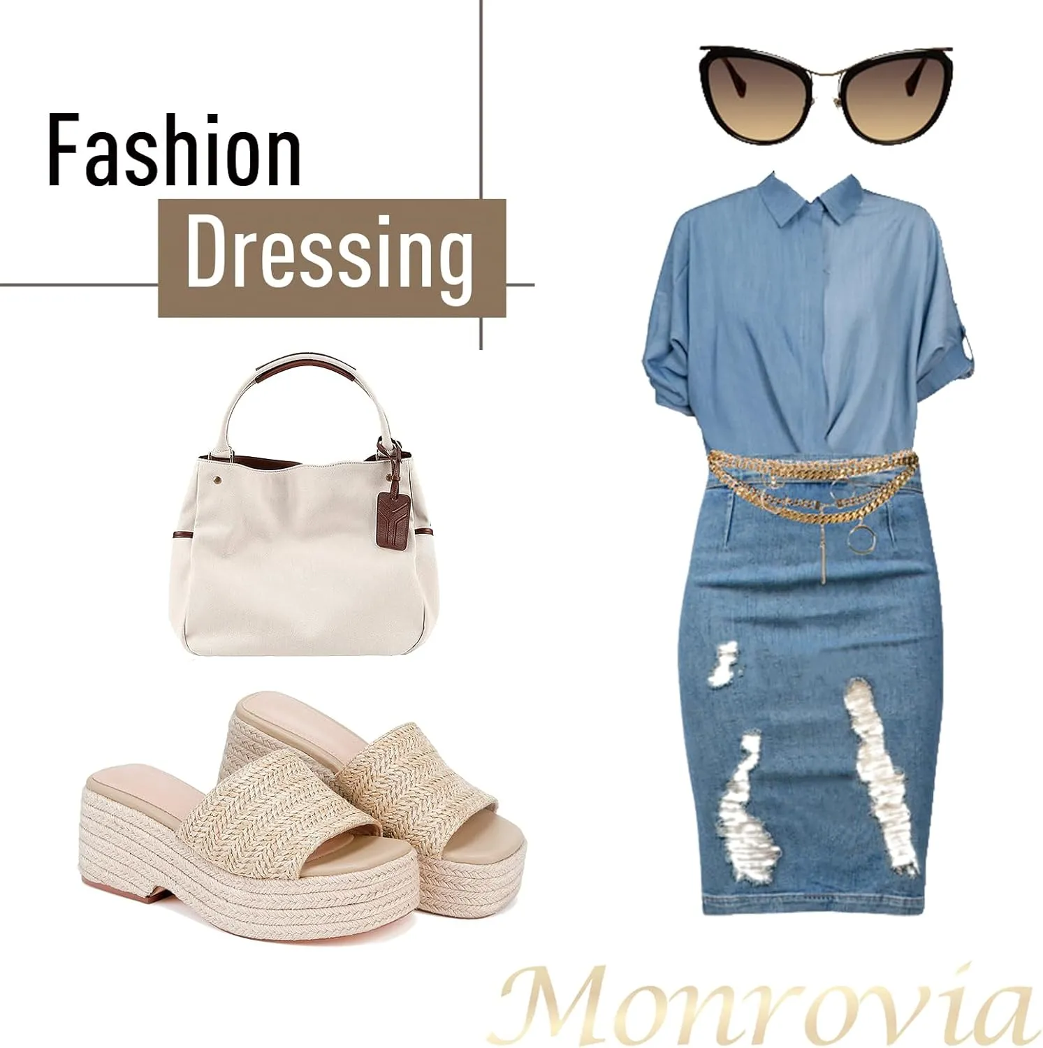 Monrovia Platform Sandals Women Slip on Raffia Wedges Sandals Slides Espadrilles Wedge Heels Raffia Straws Chunky Sandals