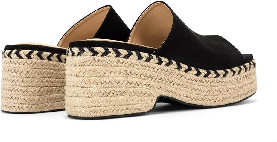Monrovia Platform Sandals Women Slip on Raffia Wedges Sandals Slides Espadrilles Wedge Heels Raffia Straws Chunky Sandals