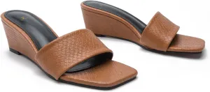 MOOMMO Women Wedge Mules Sandals Square Toe Slide Wedges Comfortable Sexy 2.5 Inch Wedge Mule Heels Open Toe Dress Office Party Chic Heeled Slipper Casual Summer 6-10 M US