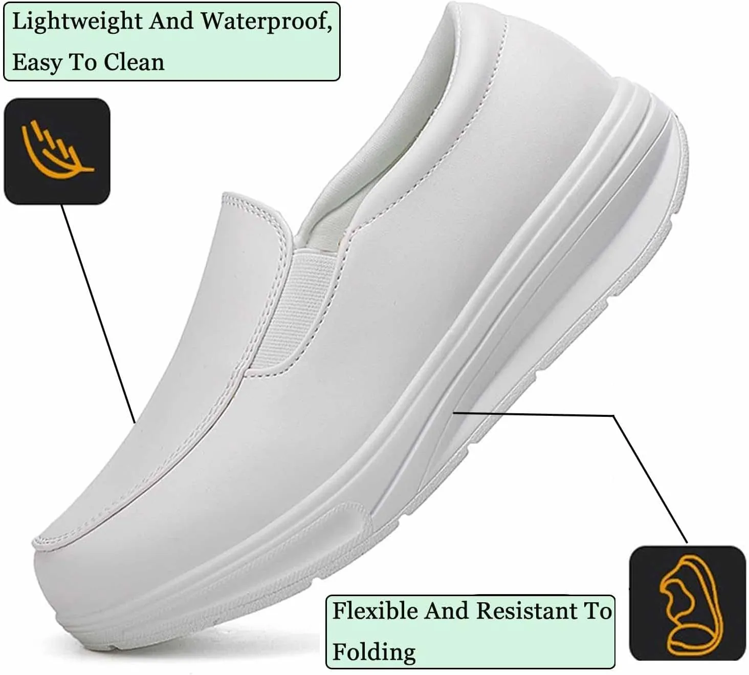 MSYINGL Nurse Shoes for Women,Healthcare Non Slip Waterproof Work Shoes,Restaurant Hospital Work Teacher Lightweight Leather Loafers